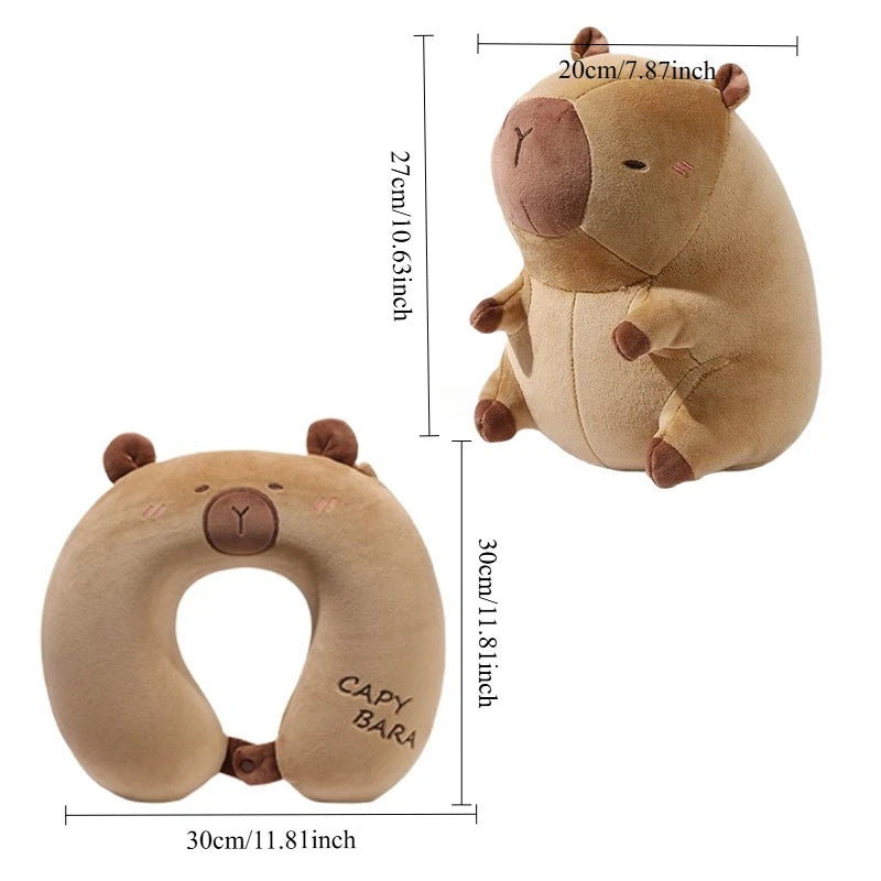 Kawaii Kapybara Reise-Nackenkissen – 2-in-1 Plüschkissen für Büro & Reisen